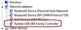 Pilote de contrôleur Ethernet Realtek USB GBE